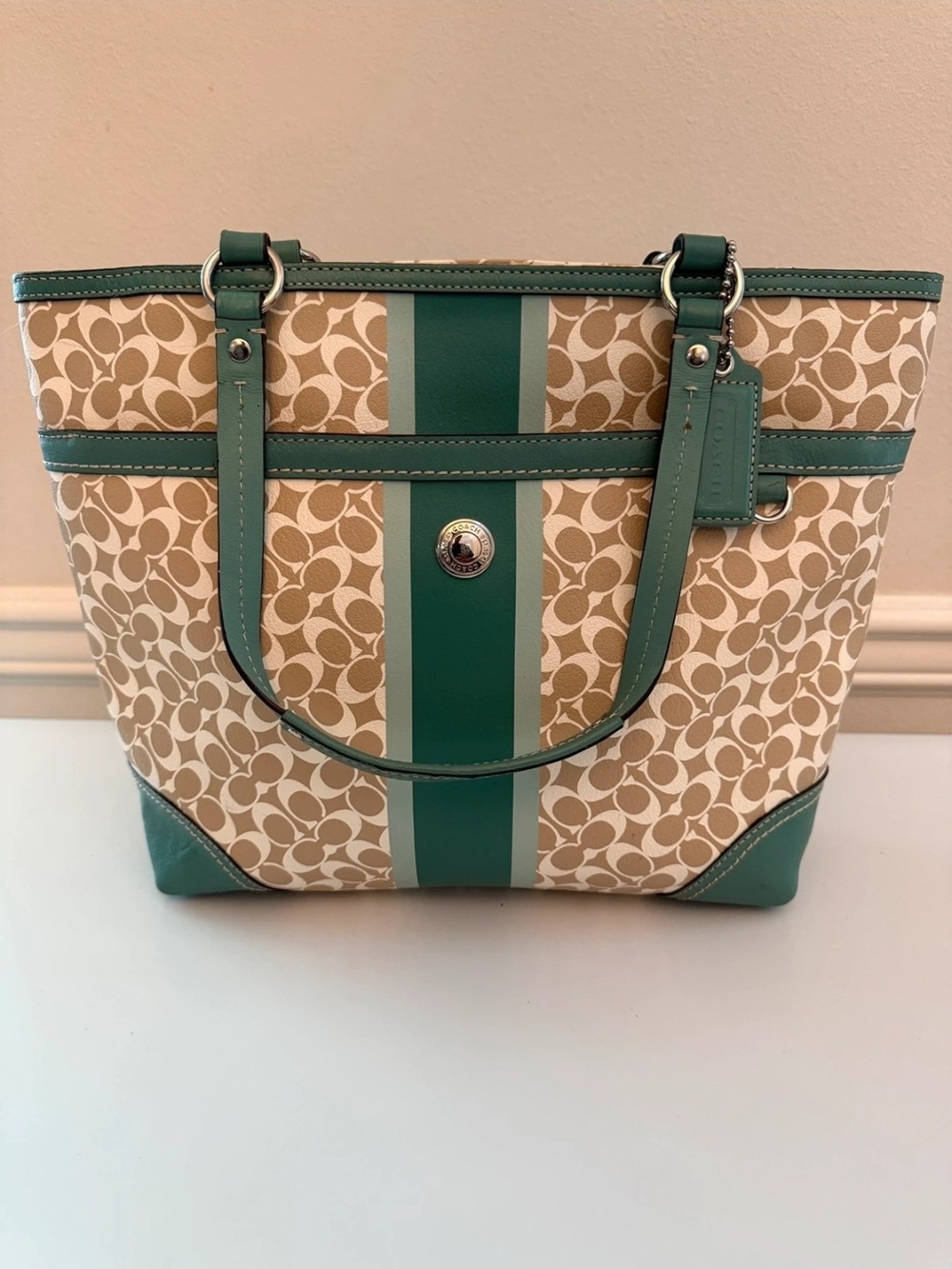 Coach Chelsea Heritage Signature Tote with Coach Dust Bag